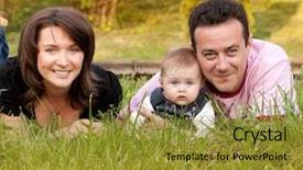  Presentation with family struggles - Amazing PPT theme having outdoor family portrait - mother father backdrop and a gold colored foreground