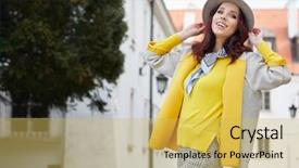  Presentation with mens fashion portrait - Amazing PPT theme having outdoor fashion portrait of pretty backdrop and a yellow colored foreground