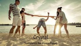  Presentation with sunset beach - Slide deck enhanced with outdoor games - friends funny game background and a  colored foreground