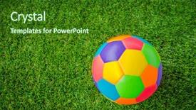  Presentation with green grass texture in soccer - Slide deck enhanced with outdoor games - real leather colorful multi colour background and a forest green colored foreground