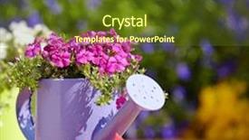  Presentation with wood tools - Presentation design consisting of outdoor gardening tools and flowers on old wood table background and a tawny brown colored foreground