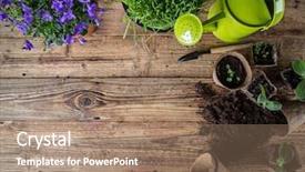  Presentation with green industries plant - Beautiful slides featuring outdoor gardening tools with green backdrop and a coral colored foreground