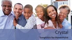  Presentation with black family - Colorful PPT theme enhanced with outdoor group portrait of black backdrop and a teal colored foreground