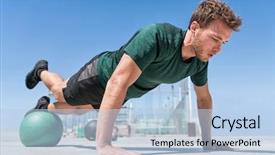  Presentation with gym ball - Amazing theme having outdoor gym balancing on stability backdrop and a light blue colored foreground