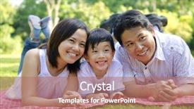  Presentation with family adolescence - Colorful presentation design enhanced with outdoor happy asian family lying backdrop and a coral colored foreground