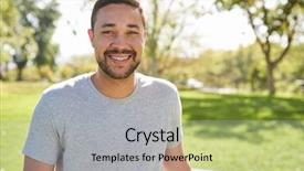  Presentation with portrait happy family smiling - PPT theme consisting of outdoor head and shoulders portrait background and a  colored foreground