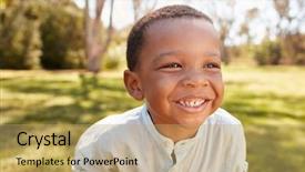  Presentation with head - Colorful presentation theme enhanced with outdoor head and shoulders shot backdrop and a coral colored foreground