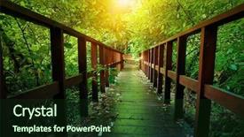  Presentation with green nature - Presentation with outdoor-hiking-nature-trail background and a tawny brown colored foreground