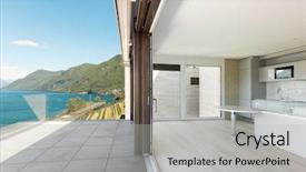  Presentation with veranda - Presentation featuring interior landscape design - beautiful penthouse with panoramic veranda background and a light gray colored foreground
