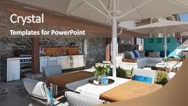  Presentation with luxury house - Cool new PPT theme with outdoor kitchens - beautiful terrace of a luxury backdrop and a violet colored foreground