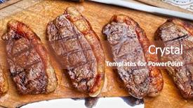  Presentation with cut - Audience pleasing slide deck consisting of tenderloin - grilled picanha traditional brazilian cut backdrop and a red colored foreground