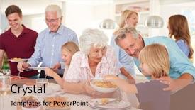  Presentation with multi - Colorful presentation enhanced with kitchen at celebration party backdrop and a coral colored foreground