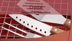  Presentation with bbq - Cool new PPT layouts with stainless steel bbq backdrop and a red colored foreground
