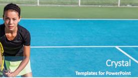  Presentation with banner blue - Slide set enhanced with outdoor lesson sport player blue background and a teal colored foreground