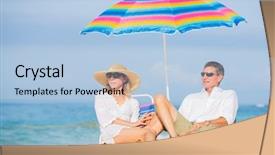  Presentation with romantic beach - Cool new slide set with outdoor life - happy romantic middle age couple backdrop and a  colored foreground