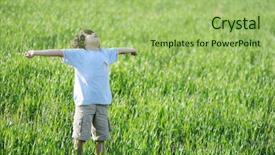  Presentation with meadow - PPT layouts with outdoor life - kid on meadow background and a  colored foreground
