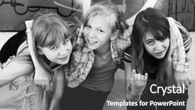  Presentation with teenage - Cool new slide set with outdoor life - teenage girls having fun backdrop and a dark gray colored foreground