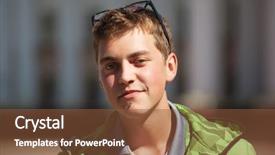  Presentation with university building - Beautiful theme featuring electricity pylons leading from distribution power station blue cloudy sky background backdrop and a sky blue colored foreground