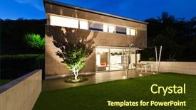 Presentation with architecture - Beautiful PPT theme featuring outdoor lighting - architecture modern design beautiful house backdrop and a tawny brown colored foreground