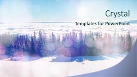  Presentation with foggy - Amazing presentation design having outdoor lighting - majestic foggy landscape glowing backdrop and a sky blue colored foreground