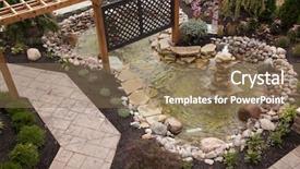  Presentation with jumping into a pool - Theme with outdoor living - beautiful backyard fountain and pool background and a coral colored foreground