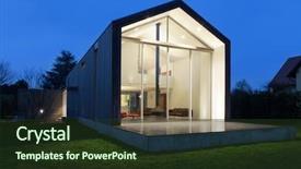  Presentation with scene - Cool new presentation theme with outdoor living - beautiful modern house night scene backdrop and a tawny brown colored foreground