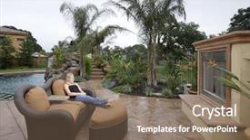  Presentation with area - Colorful presentation theme enhanced with outdoor living - lounge area in a new backdrop and a violet colored foreground