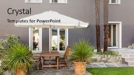  Presentation with outdoor furniture - Colorful presentation theme enhanced with outdoor living - modern house beautiful patio modern backdrop and a light gray colored foreground