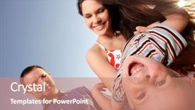  Presentation with dental mother and child - Theme with outdoor living - mother father and canted child background and a coral colored foreground