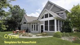  Presentation with outdoor patio - Amazing PPT layouts having outdoor living - rear view of luxury home backdrop and a tawny brown colored foreground