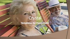  Presentation with senior living - Audience pleasing presentation consisting of outdoor living - senior couple in lawn chair backdrop and a coral colored foreground