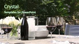  Presentation with lunch - Beautiful PPT theme featuring outdoor living - table is set for garden backdrop and a tawny brown colored foreground