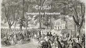  Presentation with mass - Beautiful slide deck featuring outdoor mass old illustration promenade de dames plombieres-les-bains created by marc after perrin published on l'illustration journal universel paris 1858 backdrop and a gray colored foreground