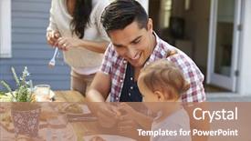  Presentation with ready to eat meal delivery - Beautiful PPT theme featuring outdoor meal in garden together backdrop and a  colored foreground