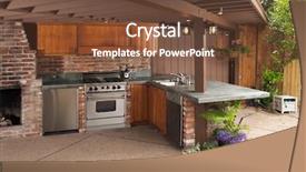  Presentation with kitchen - Cool new slide set with outdoor modern kitchen that has backdrop and a tawny brown colored foreground