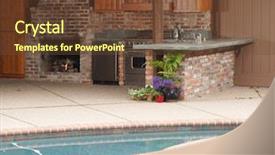  Presentation with kitchen - Presentation featuring outdoor modern kitchen that has background and a tawny brown colored foreground