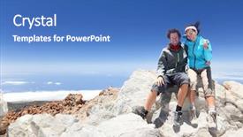  Presentation with hiking mountain - PPT theme enhanced with outdoor mountains - couple on mountain top background and a teal colored foreground