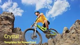  Presentation with mountain bike - PPT theme consisting of outdoor mountains - person riding a mountain bike background and a tawny brown colored foreground