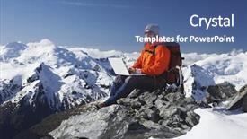  Presentation with mountain view - PPT theme consisting of outdoor mountains - side view of a male background and a ocean colored foreground