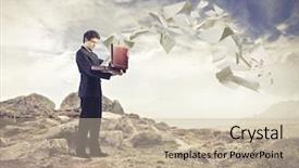  Presentation with mobile and paper - Theme having business woman with a paper in hand background and a gray colored foreground