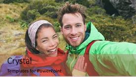  Presentation with young healthy people - Presentation theme enhanced with outdoor nature active healthy happy background and a red colored foreground