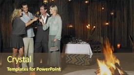  Presentation with toasting - Colorful theme enhanced with africa night - four people toasting at outdoor backdrop and a tawny brown colored foreground