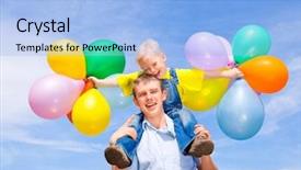  Presentation with balloons - Amazing PPT theme having outdoor on a summer day backdrop and a light blue colored foreground
