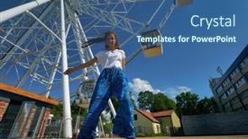  Presentation with ferris wheel - Theme enhanced with outdoor-photo-of-young-caucasian background and a ocean colored foreground