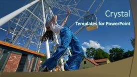  Presentation with ferris wheel - Slide set enhanced with outdoor-photo-of-young-caucasian background and a ocean colored foreground