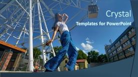  Presentation with ferris wheel - Slides featuring outdoor-photo-of-young-caucasian background and a ocean colored foreground