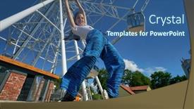  Presentation with ferris wheel - Slide set enhanced with outdoor-photo-of-young-caucasian background and a ocean colored foreground