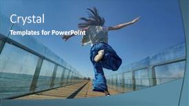  Presentation with photo - Presentation having outdoor-photo-of-young-caucasian background and a ocean colored foreground