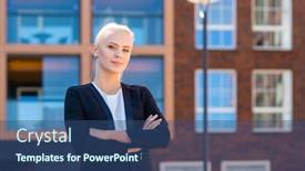  Presentation with retailer - Beautiful theme featuring outdoor photo of young and attractive businesswoman retailer or student woman in casual wear real estate business and education backdrop and a ocean colored foreground