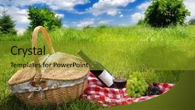  Presentation with outdoor party - Audience pleasing slides consisting of outdoor picnic at sunny day backdrop and a gold colored foreground